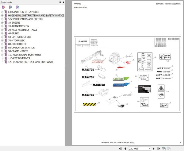 Manitou Telehandler MRT 2545 55P 360 EASY ST4 S2 Parts Catalog 649035