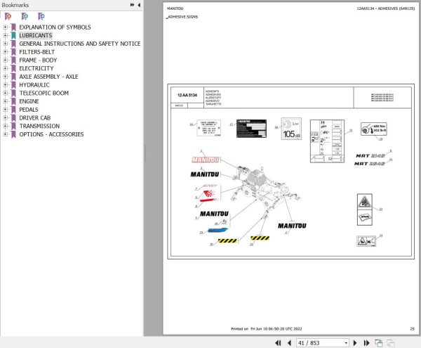 Manitou Telehandler MRT 2545 EASY 75P 360 ST4 S1 Parts Catalog 649125