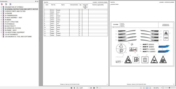 Manitou Telehandler MRT 2550 PRIVILEGE PLUS ST4 S2 Parts Catalog 648985