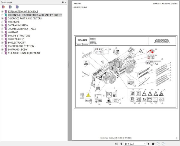 Manitou Telehandler MRT 3570 360 210Y ST5 S1 Parts Catalog 649286