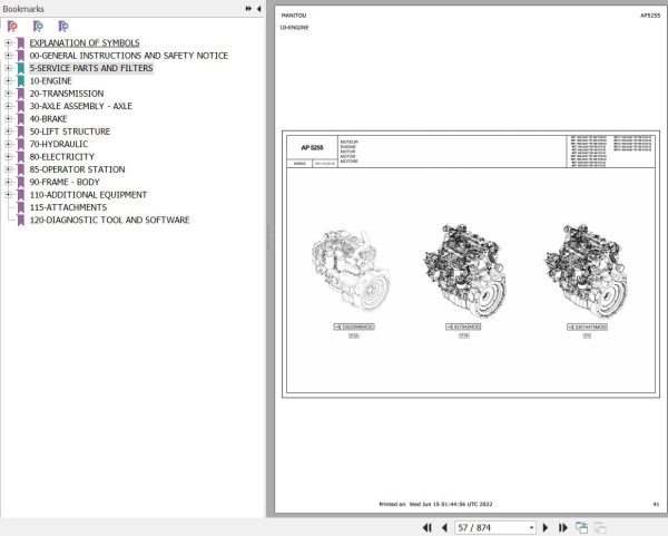 Manitou Telehandler MRT X 1640 EASY 75P 400 ST3A S2 Parts Catalog 649055