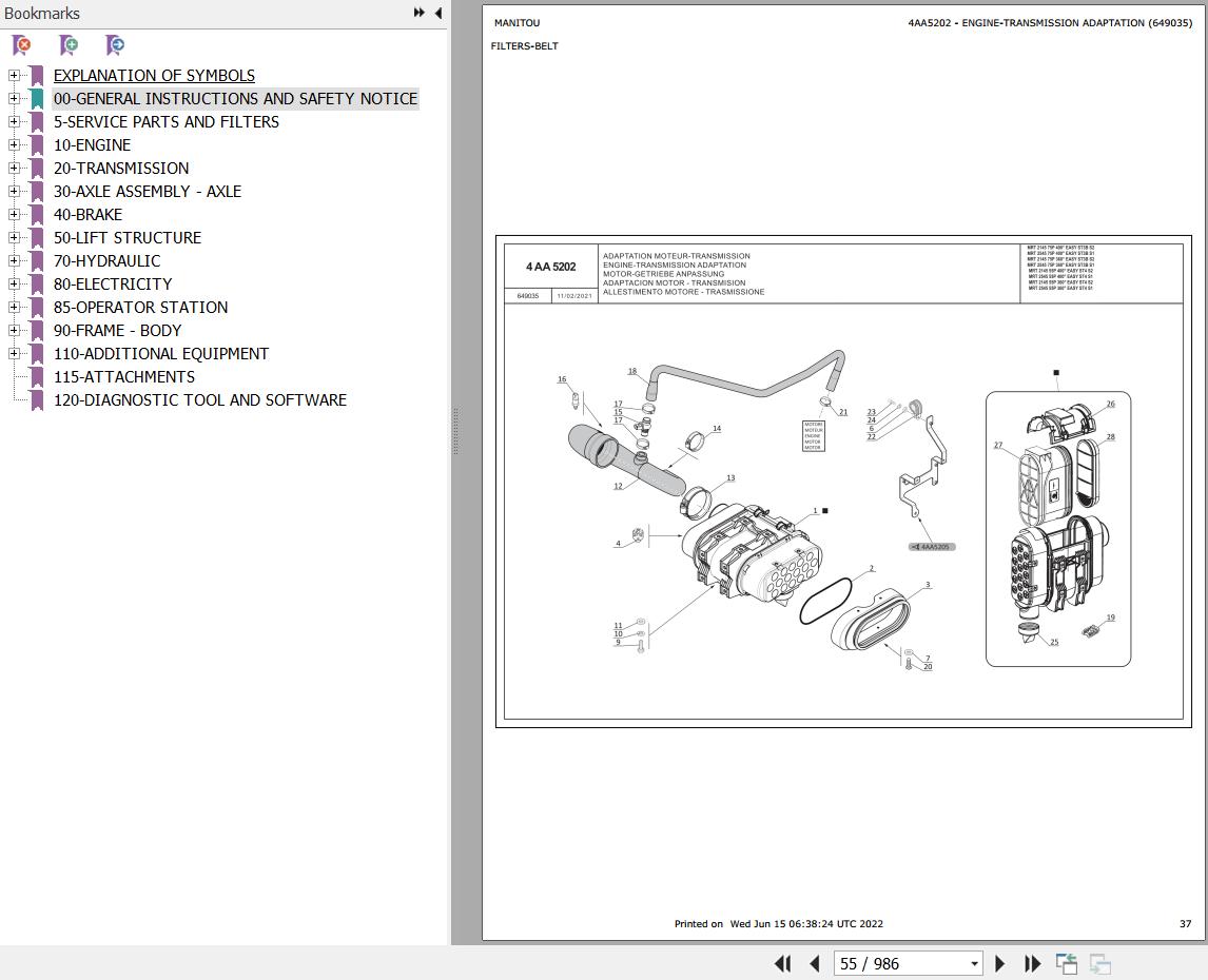 Manitou Telehandler MRT X 2145 EASY 75P 360 ST3A S2 Parts Catalog 649035