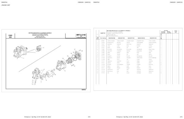 Manitou Telehandler MRT X 2150 PRIVILEGE E3 Parts Catalog 648722 1