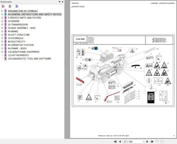 Manitou Telehandler MRT X 2260 360 160Y ST3A S1 Parts Catalog 649284