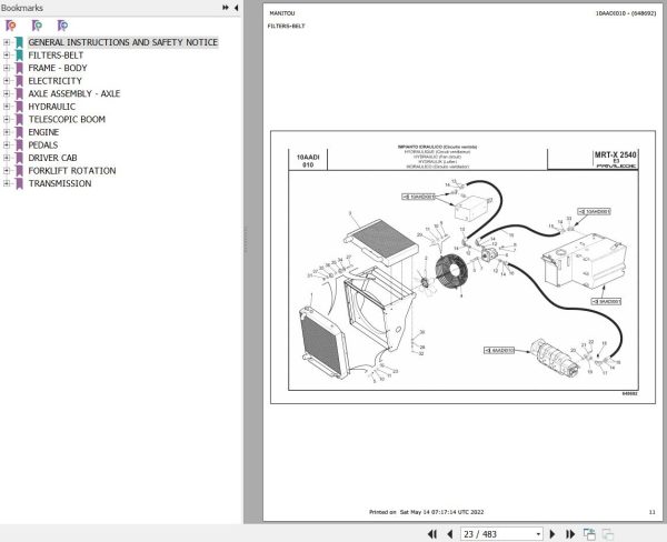 Manitou Telehandler MRT X 2540 TURBO SAUER PRIVILEGE E3 Parts Catalog 648692