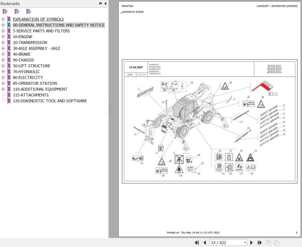 Manitou Telehandler MRT X 2545 400 115D ST3A S1 Parts Catalog 649295
