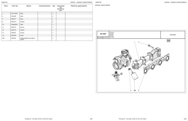 Manitou Telehandler MRT X 2545 400 115D ST3A S1 Parts Catalog 649295 1