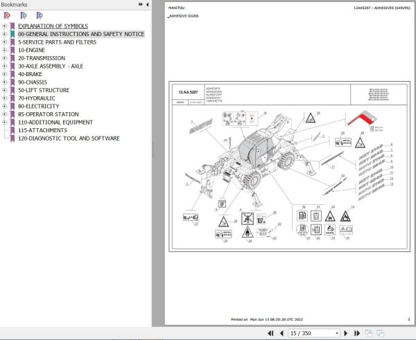 Manitou Telehandler MRT X 2545 400 115D ST5 S1 Parts Catalog 649295