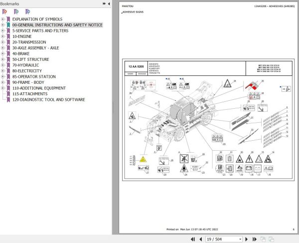 Manitou Telehandler MRT X 3060 360 175Y ST3A S1 Parts Catalog 649285