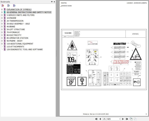Manitou Telehandler MRT X 3255 PRIVILEGE PLUS ST3A Parts Catalog 648875