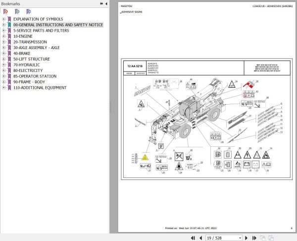 Manitou Telehandler MRT X 3570 360 210Y ST3A S1 Parts Catalog 649286
