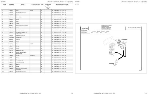 Manitou Telehandler MT 1030 EASY 75D ST3B S2 Parts Catalog 647480 1