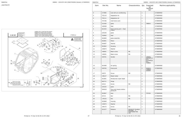 Manitou Telehandler MT 1030 S TURBO A S4 E3 Parts Catalog 273985MOD 1