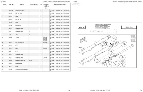 Manitou Telehandler MT 1030 S TURBO S3 E2 Parts Catalog 547973 1