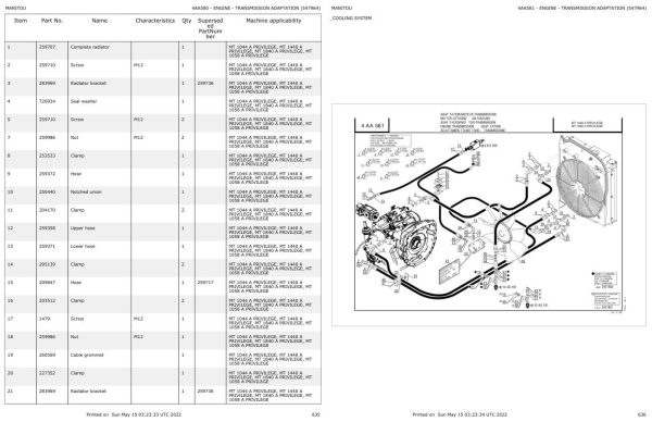 Manitou Telehandler MT 1058 A PRIVILEGE Parts Catalog 547964 1
