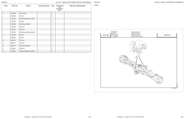 Manitou Telehandler MT 1058 H A PRIVILEGE Parts Catalog 547995 1