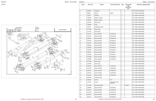 Manitou Telehandler MT 1058 R PRIVILEGE Parts Catalog 547966 1