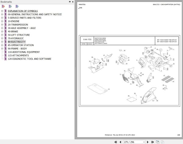 Manitou Telehandler MT 1135 H EASY 75D ST5 S1 Parts Catalog 647762