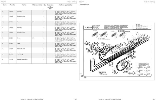 Manitou Telehandler MT 1240 L TURBO Parts Catalog 547042 1