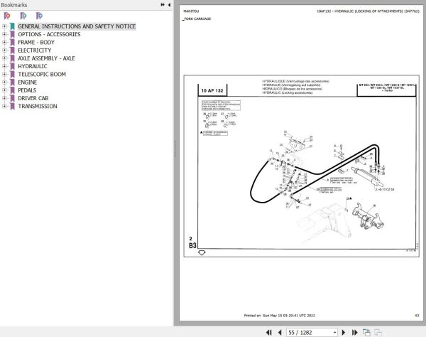 Manitou Telehandler MT 1240 L TURBO S2 Parts Catalog 547751