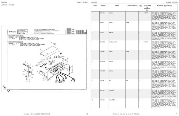 Manitou Telehandler MT 1330 SL Parts Catalog 547049 1
