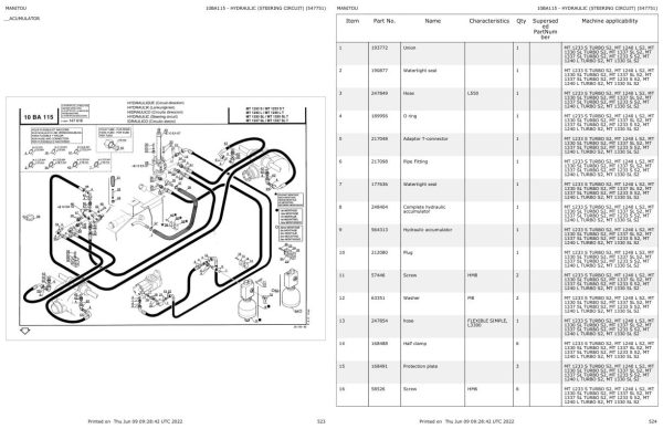 Manitou Telehandler MT 1330 SL TURBO S2 Parts Catalog 547751 1
