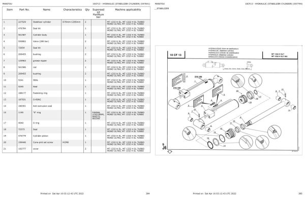 Manitou Telehandler MT 1332 H SL TURBO MONO ULTRA Parts Catalog 547754 1