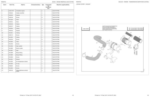 Manitou Telehandler MT 1335 HA EASY 75D ST3B S1 Parts Catalog 647566 1