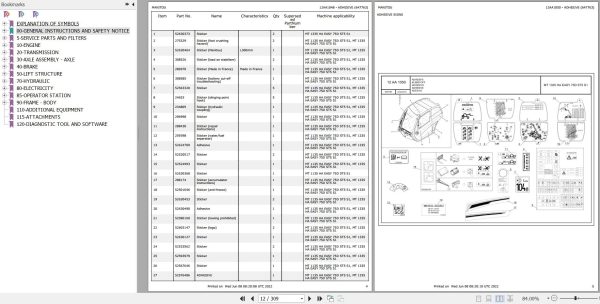 Manitou Telehandler MT 1335 HA EASY 75D ST5 S1 Parts Catalog 647763
