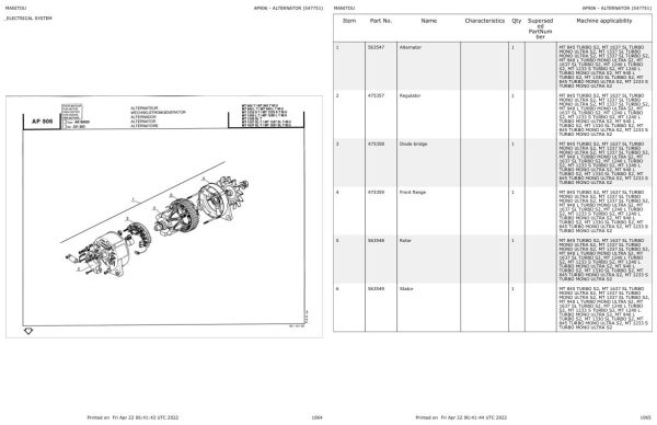 Manitou Telehandler MT 1337 SL TURBO MONO ULTRA S2 Parts Catalog 547751 1