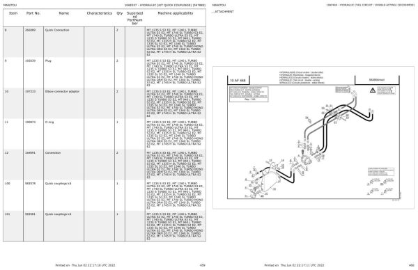 Manitou Telehandler MT 1340 SL TURBO ULTRA S3 E2 Parts Catalog 547848 1