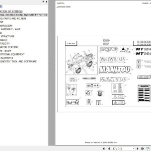 Manitou Telehandler MT 1435 100P ST3B S1 Parts Catalog 647500