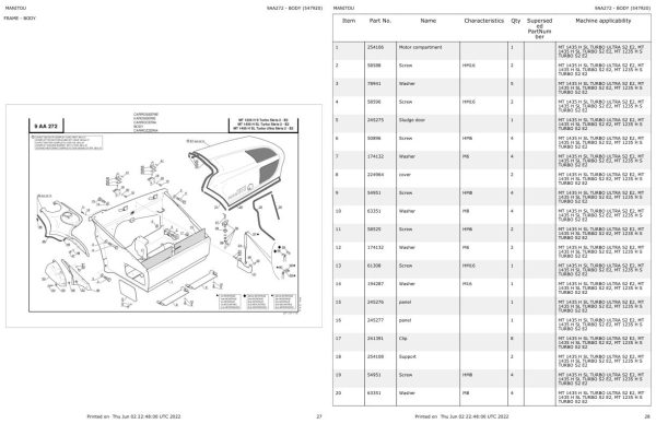 Manitou Telehandler MT 1435 H SL TURBO ULTRA S2 E2 Parts Catalog 547920 1