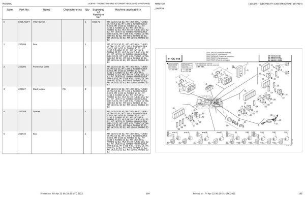 Manitou Telehandler MT 1435 SL TURBO S3 E2 Parts Catalog 547914 1