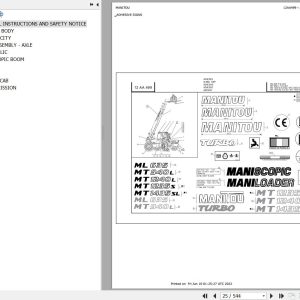 Manitou Telehandler MT 1435 SL TURBO S3 E3 Parts Catalog 547986