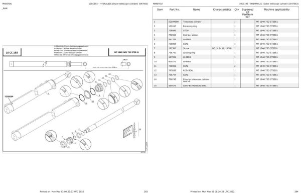 Manitou Telehandler MT 1435 to MT 1840 EASY 75D ST3B S1 Parts Catalog 647563 1