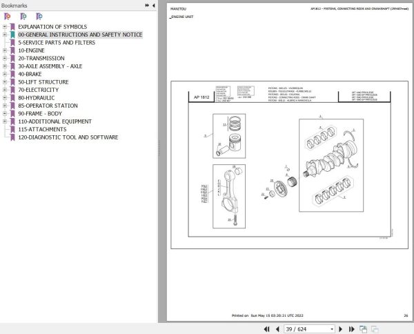 Manitou Telehandler MT 1436 1840 R PRIVILEGE Parts Catalog 547966