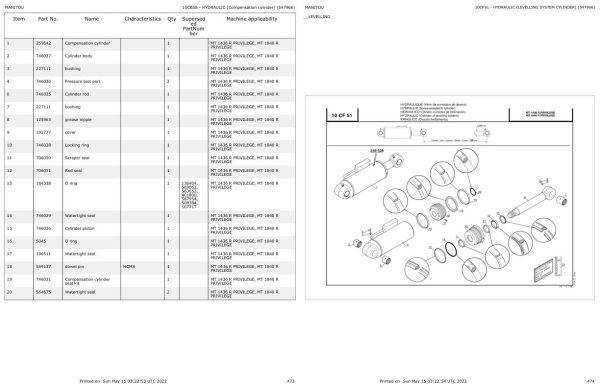 Manitou Telehandler MT 1436 1840 R PRIVILEGE Parts Catalog 547966 1