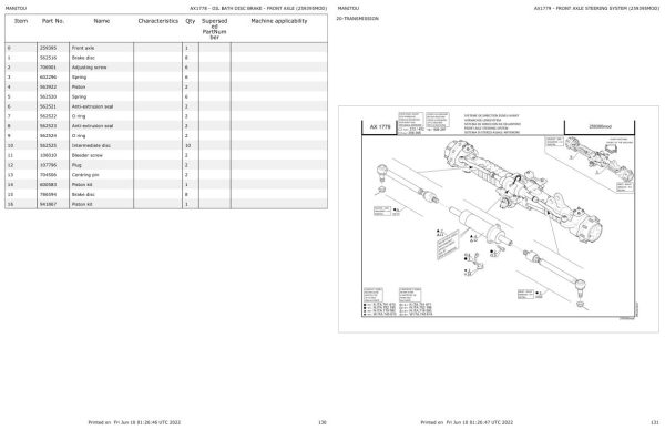 Manitou Telehandler MT 1436 R PRIVILEGE Parts Catalog 547966 1