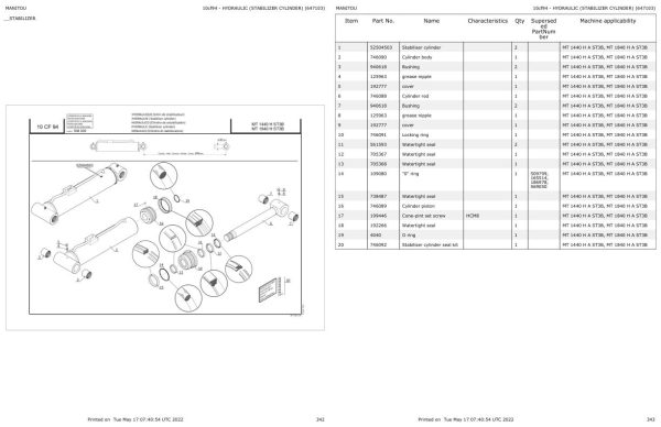 Manitou Telehandler MT 1440 1840 HA ST3B Parts Catalog 647103 1