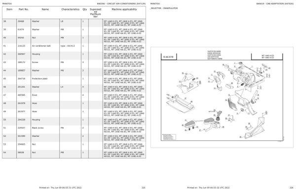 Manitou Telehandler MT 1440 A E3 Parts Catalog 647026 1