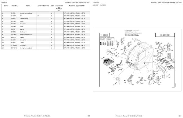 Manitou Telehandler MT 1440 A ST3B Parts Catalog 647101 1