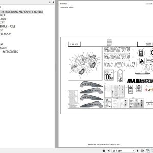Manitou Telehandler MT 1440 E3 Parts Catalog 647012