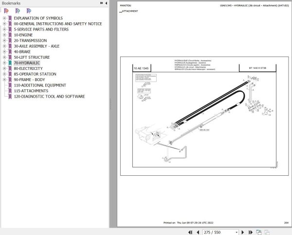 Manitou Telehandler MT 1440 H ST3B Parts Catalog 647102