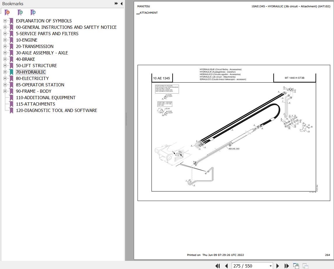 Manitou Telehandler MT 1440 H ST3B Parts Catalog 647102