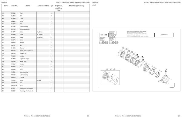 Manitou Telehandler MT 1440 HA E3 1840 HA E3 Parts Catalog 647050 1