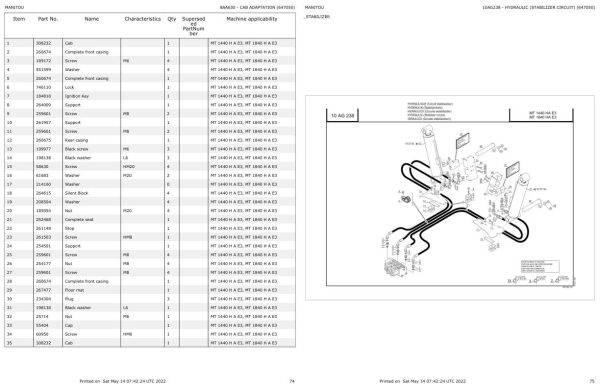 Manitou Telehandler MT 1440 HA E3 MT 1840 HA E3 Parts Catalog 647050 1