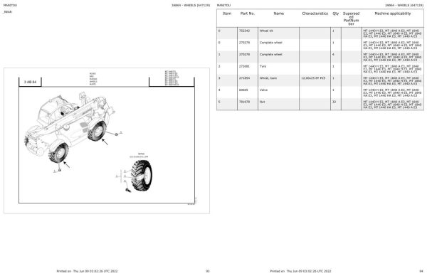 Manitou Telehandler MT 1440 HA E3 Parts Catalog 647129 1