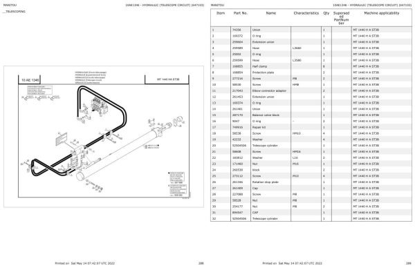 Manitou Telehandler MT 1440 HA ST3B Parts Catalog 647103 1