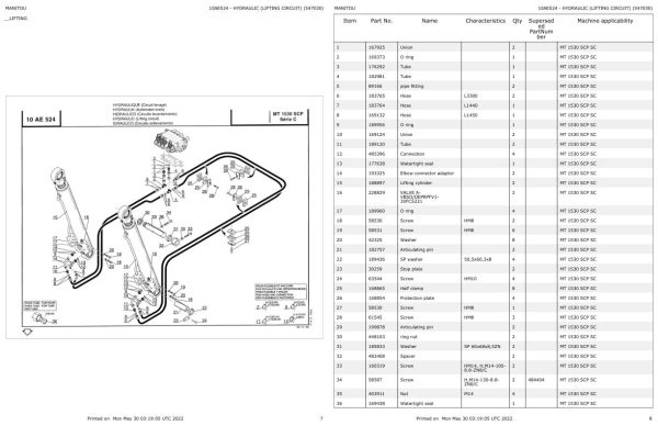 Manitou Telehandler MT 1530 SCP Series C Parts Catalog 547030 1